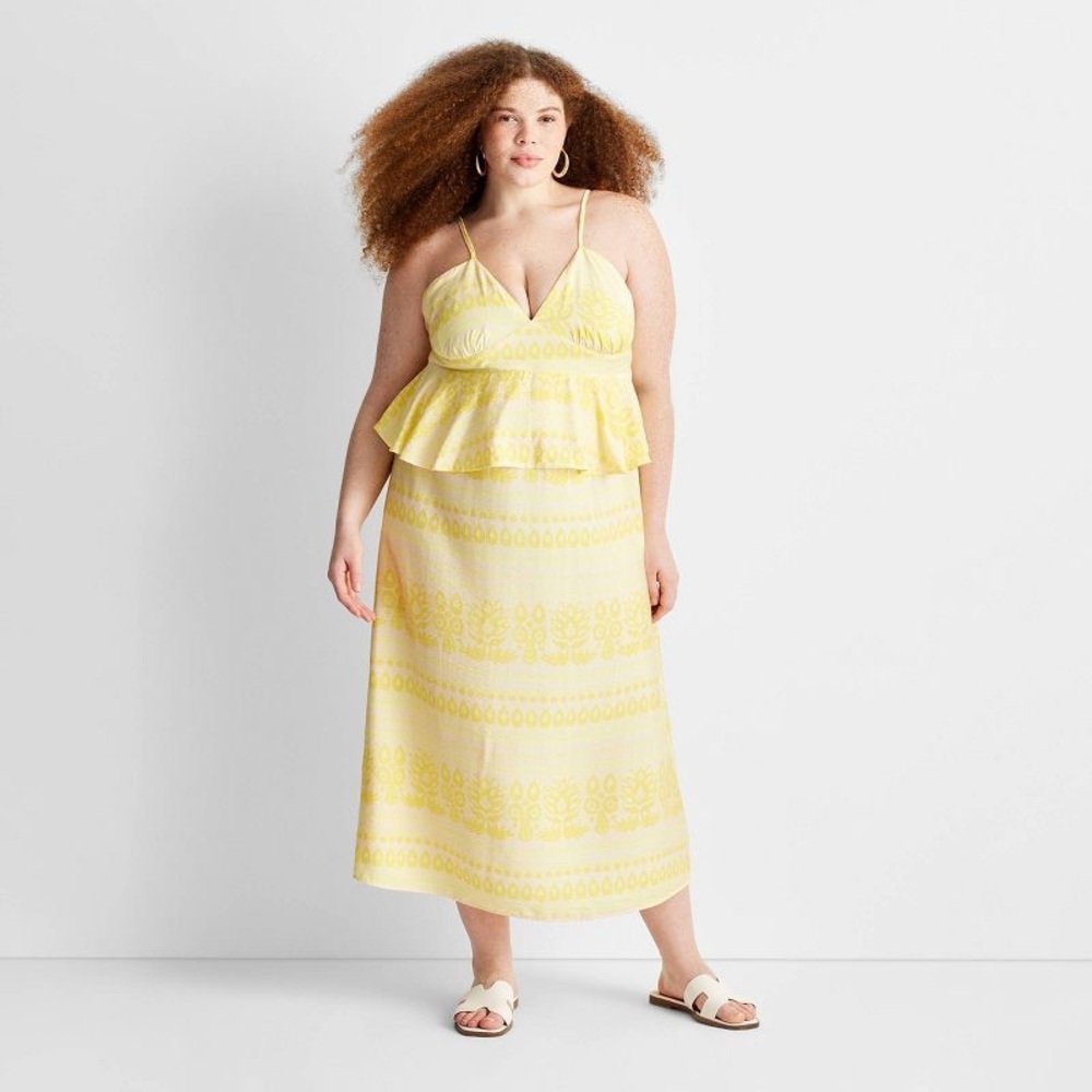 Future Collective Jenny K Lopez Floral Print Sleeveless Empire Ruffle Midi Dress